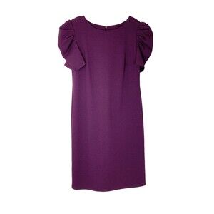 Shelby & Palmer Women's Sheath Dress Modest Size 10 Dark Plum Pleated Sleeve